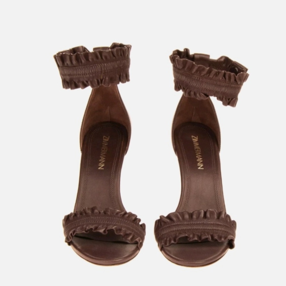 Zimmermann Gathered Ruffled Sandals Grape